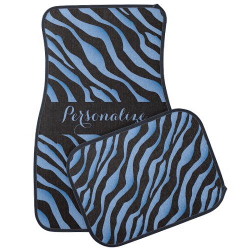 Blue Topaz Zebra Stripe  DIY Name Car Floor Mat