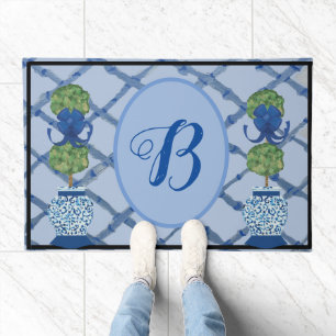 Blue Topiary Chinoiserie Ginger Jars Jar Doormat