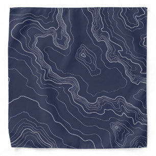 Blue topography map bandana