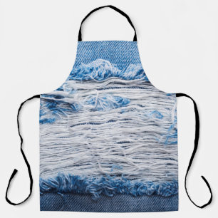 Blue torn denim jeans texture with space for text apron