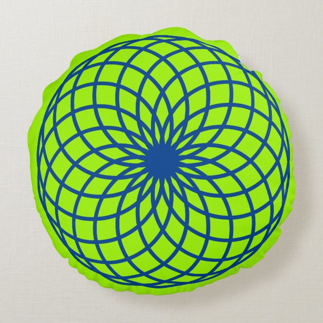 Blue Torus on Lime Green Meditation Cushion (Back)