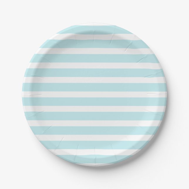 Blue Tosca and white stripes  Paper Plates (Front)
