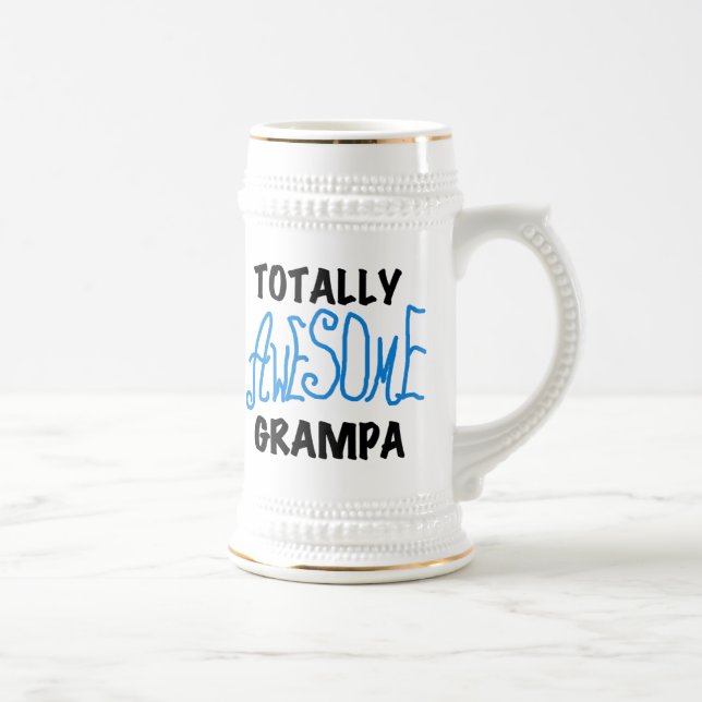 Blue Totally Awesome Grampa T-shirts and Gifts Beer Stein (Right)
