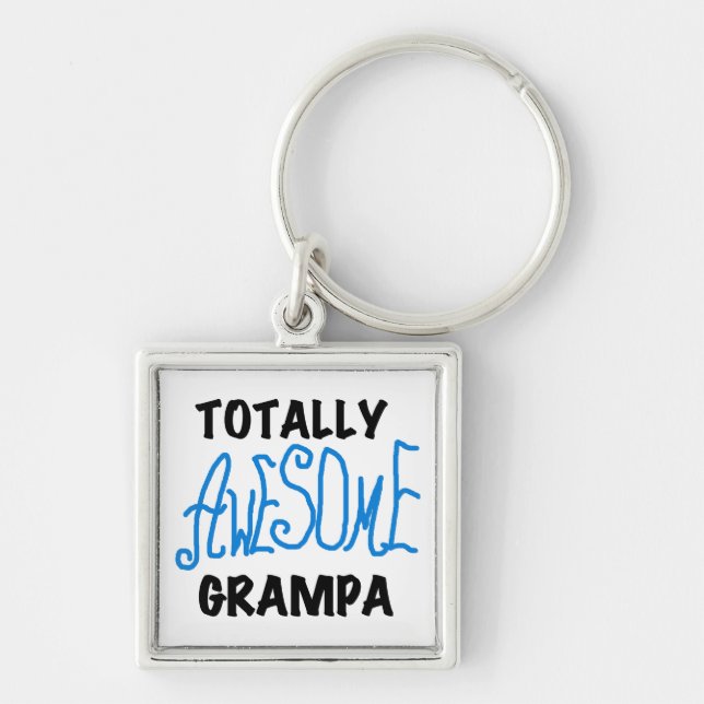 Blue Totally Awesome Grampa T-shirts and Gifts Keychain (Front)