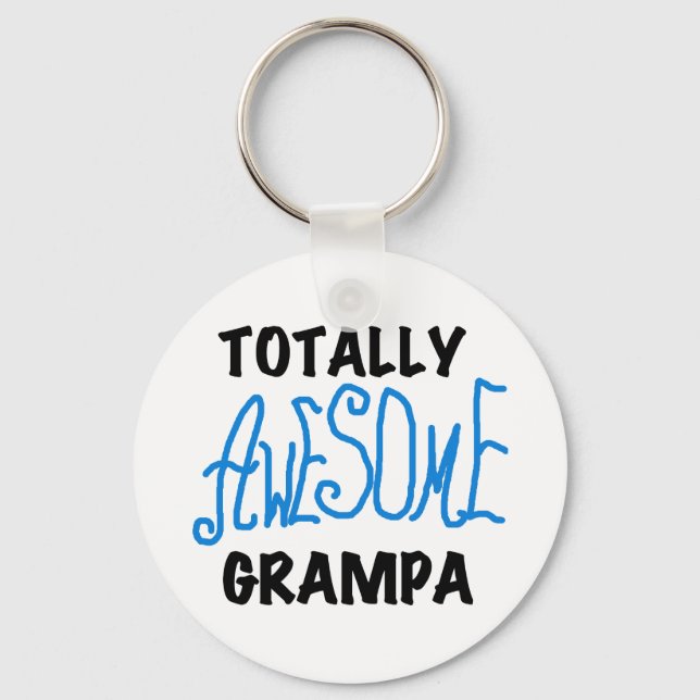 Blue Totally Awesome Grampa T-shirts and Gifts Keychain (Front)