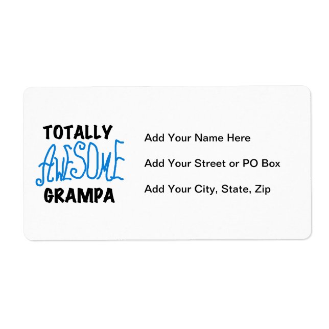 Blue Totally Awesome Grampa T-shirts and Gifts Label (Front)