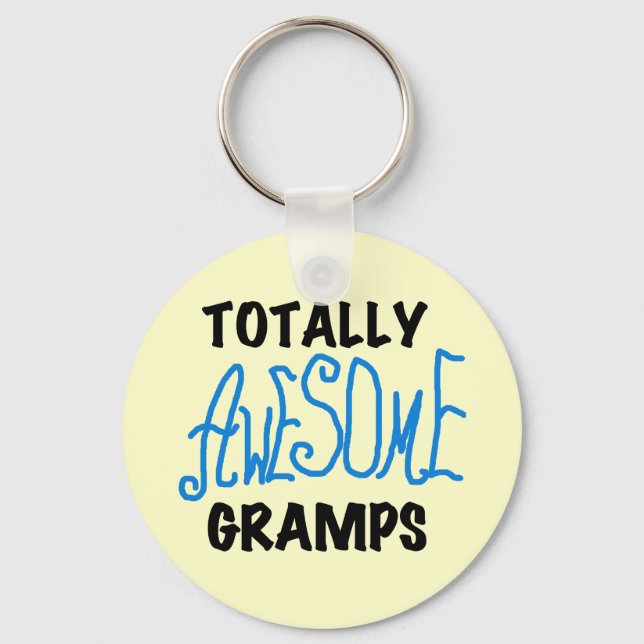 Blue Totally Awesome Gramps T-shirts and Gifts Keychain (Front)