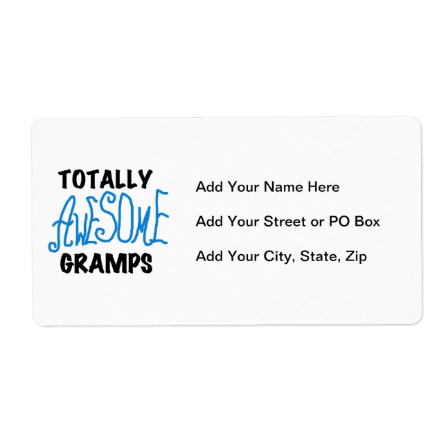 Blue Totally Awesome Gramps T-shirts and Gifts Label (Front)