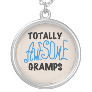 Blue Totally Awesome Gramps T-shirts and Gifts Silver Plated Necklace