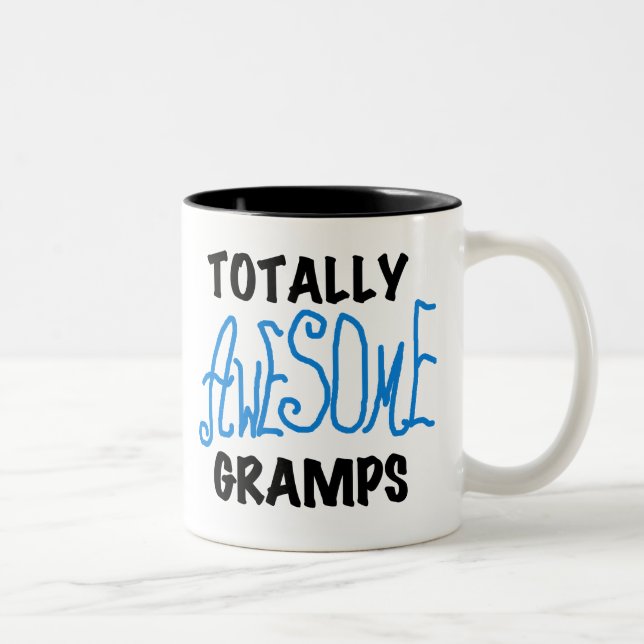 Blue Totally Awesome Gramps T-shirts and Gifts Two-Tone Coffee Mug (Right)