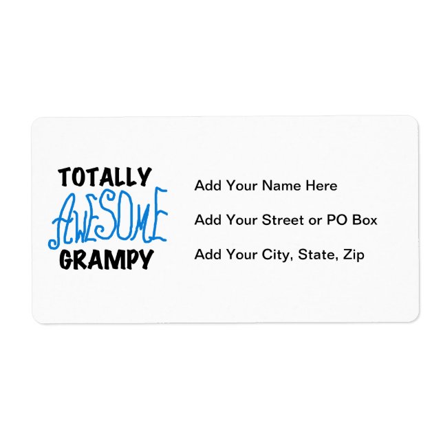 Blue Totally Awesome Grampy Tshirts and Gifts Label (Front)