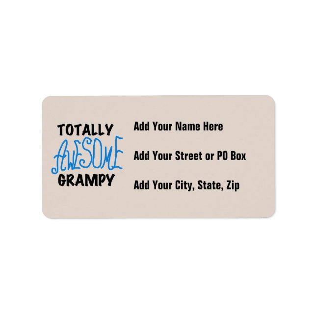 Blue Totally Awesome Grampy Tshirts and Gifts Label (Front)