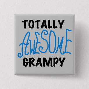 Blue Totally Awesome Grampy Tshirts and Gifts Pinback Button