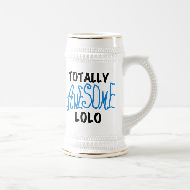 Blue Totally Awesome Lolo T-shirts and Gifts Beer Stein (Right)