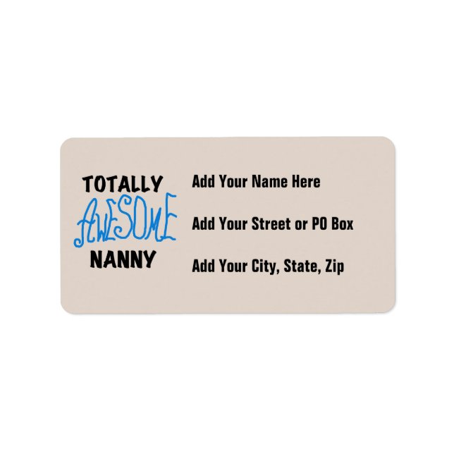 Blue Totally Awesome Nanny T-shirts and Gifts Label (Front)