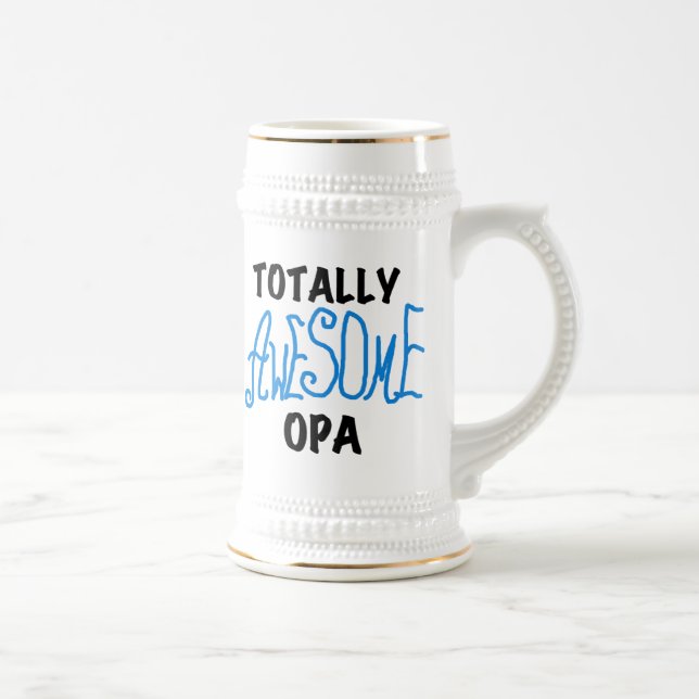 Blue Totally Awesome Opa T-shirts and Gifts Beer Stein (Right)