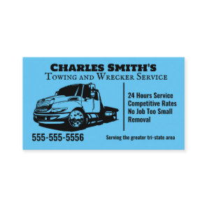 Blue Tow Truck Wrecker Business Card