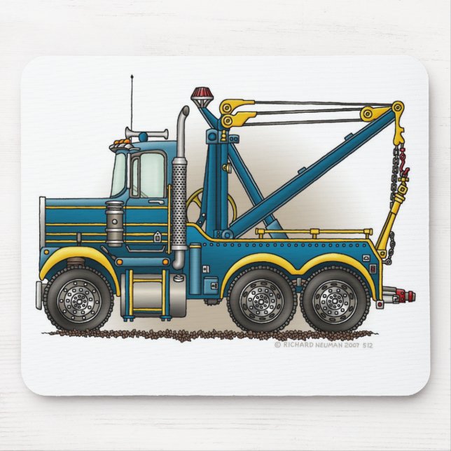 Blue Tow Truck Wrecker Mouse Pad (Front)