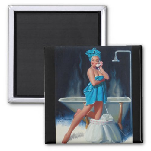 Blue Towel 1995 Pin Up Art Magnet