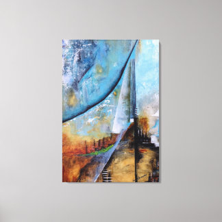 Blue Towers Screen Printing Canvas Print