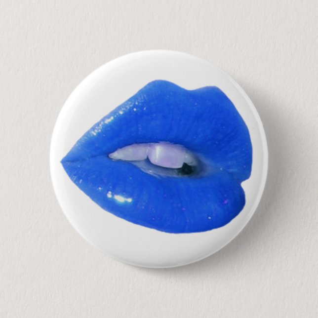 Blue Toxic Kiss Pinback Button (Front)