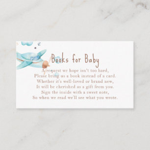 Blue Toy Airplane Boy Baby Shower Book Request Enclosure Card