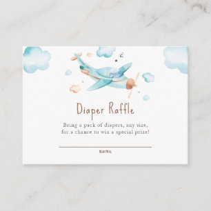 Blue Toy Airplane Boy Baby Shower Raffle Ticket Enclosure Card