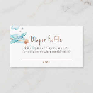 Blue Toy Airplane Boy Baby Shower Raffle Ticket Enclosure Card