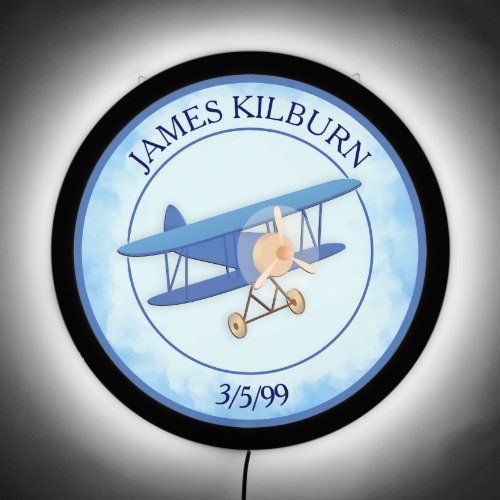 Blue Toy Airplane Boys Room or Nursery LED Sign