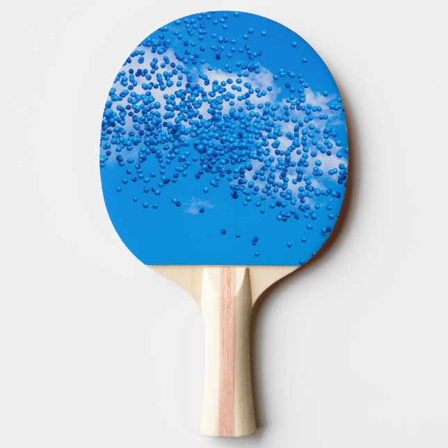 Blue toy balloons in the sky Ping-Pong paddle (Back)