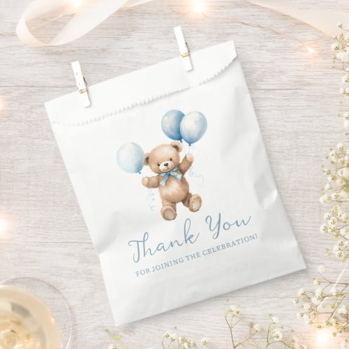 Blue Toy Bear Balloons Baby Boy Baby Shower Favor Bag