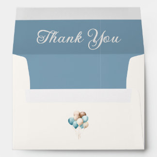 Blue Toy Bear Balloons Baby Shower Thank You Envelope