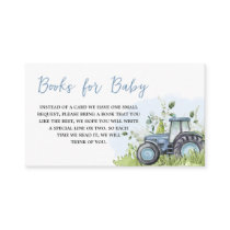 Blue Tractor Baby Shower Books for Baby Enclosure Card