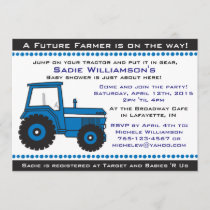 Blue Tractor Baby Shower Invitation