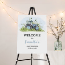 Blue Tractor Baby Shower Welcome Sign