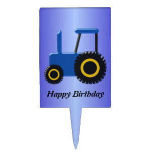 Blue Tractor Birthday Cake Topper