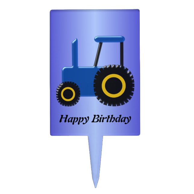 Blue Tractor Birthday Cake Topper (Front)