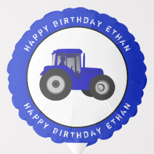Blue Tractor Birthday Custom Balloon