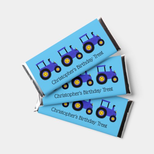 Blue Tractor Birthday Hershey Bar Favours