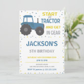 Blue Tractor Birthday Invitations (Standing Front)