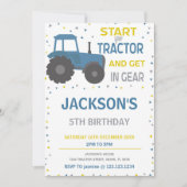 Blue Tractor Birthday Invitations (Front)