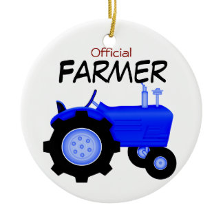 Blue Tractor Christmas Ornament