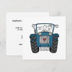 Blue Tractor Country Wedding Evening Reception Invitation