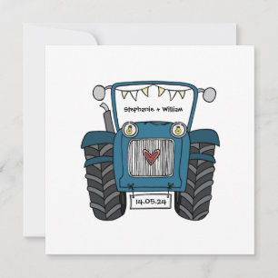Blue Tractor Country Wedding Evening Reception Invitation