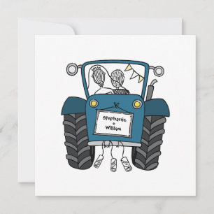 Blue Tractor Country Wedding Evening Reception  Invitation