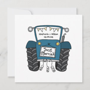 Blue Tractor Country Wedding Invitation