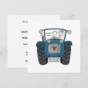 Blue Tractor Country Wedding  Invitation
