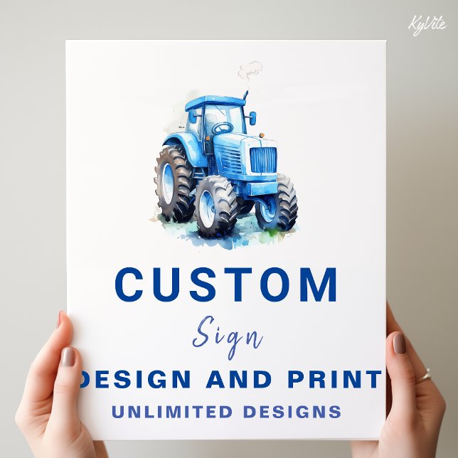 Blue Tractor Custom Personalized Birthday Sign (Creator Uploaded)