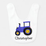 Blue Tractor Design Just Add Name Baby Bib