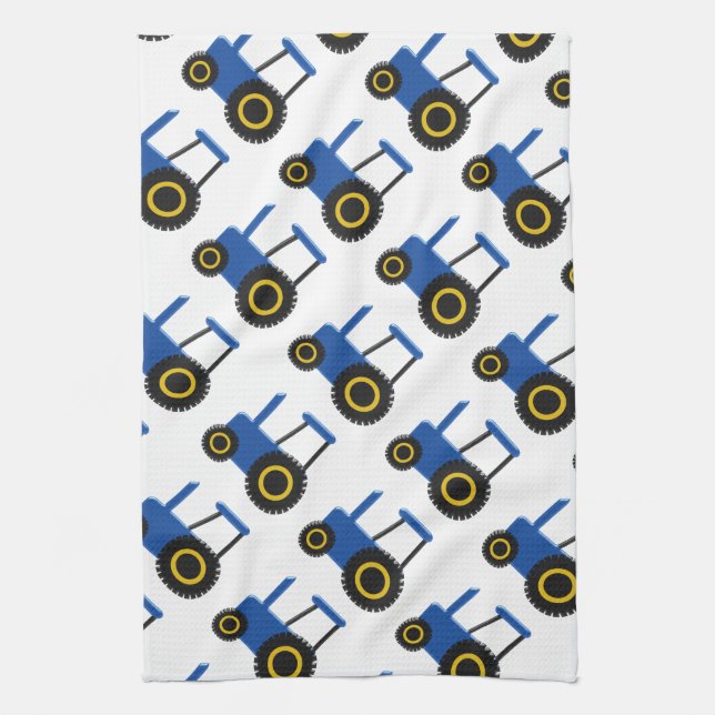 Blue Tractor Design Kitchen Towel (Vertical)